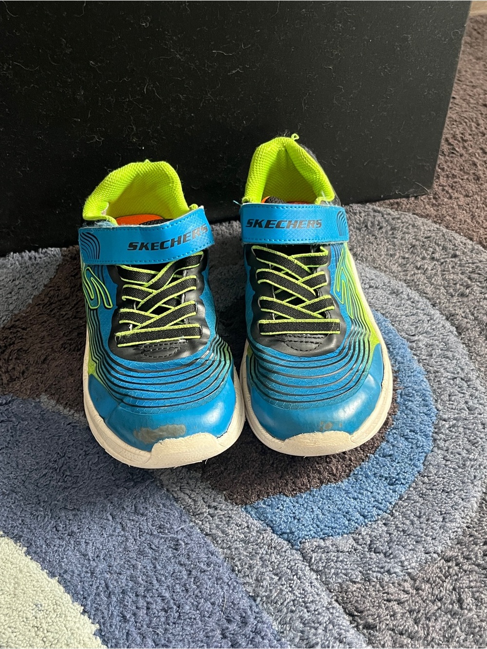 Skechers Blue and Neon Green Kids Sneakers